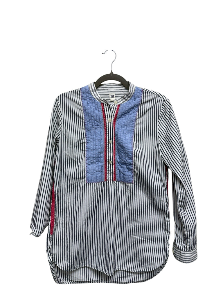 Small Gap Blue and White Striped Maternity Long-Sleeve Shirt