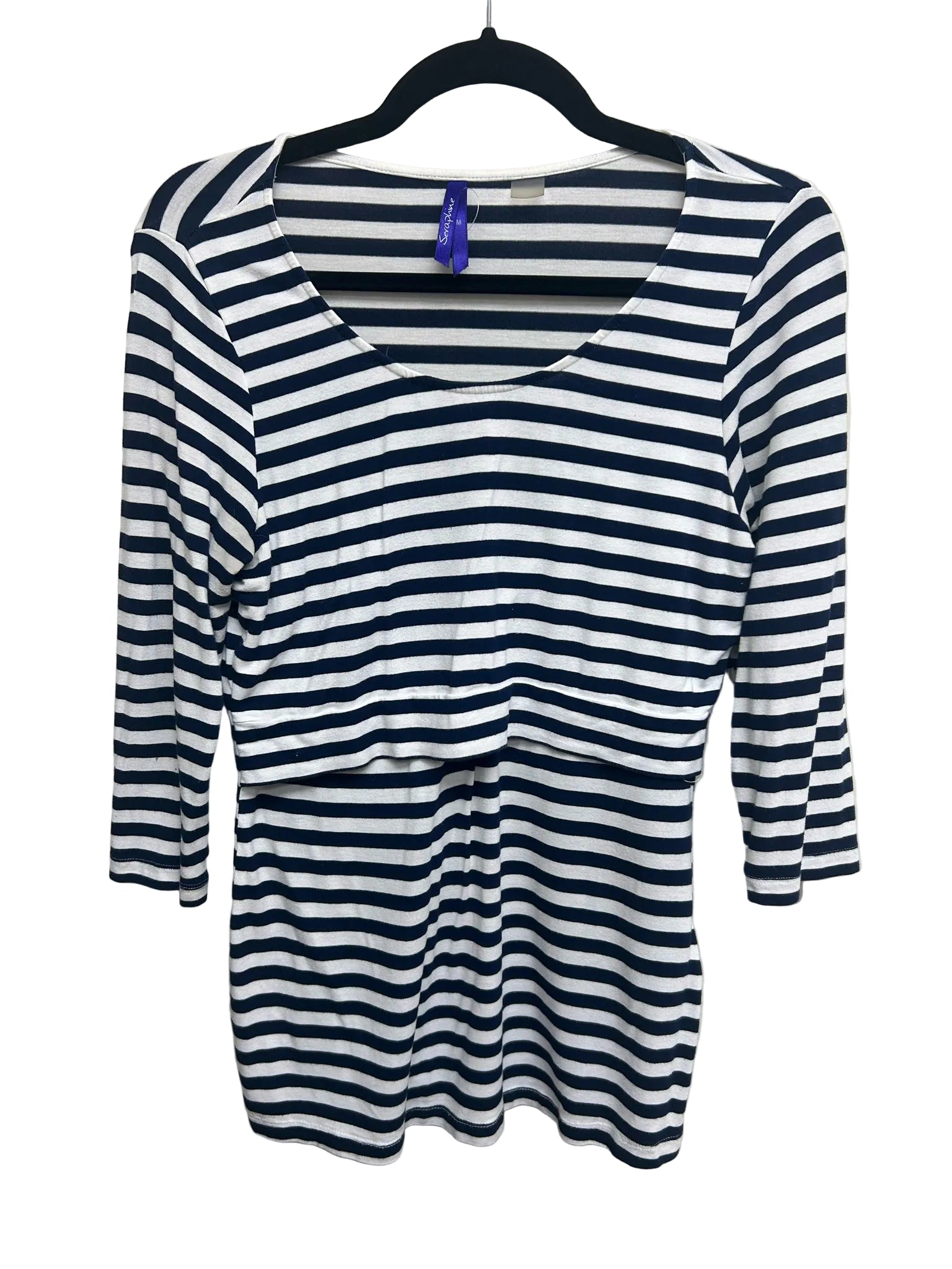 Size Medium Seraphine Maternity+ Nursing Blue and White Striped Shirt