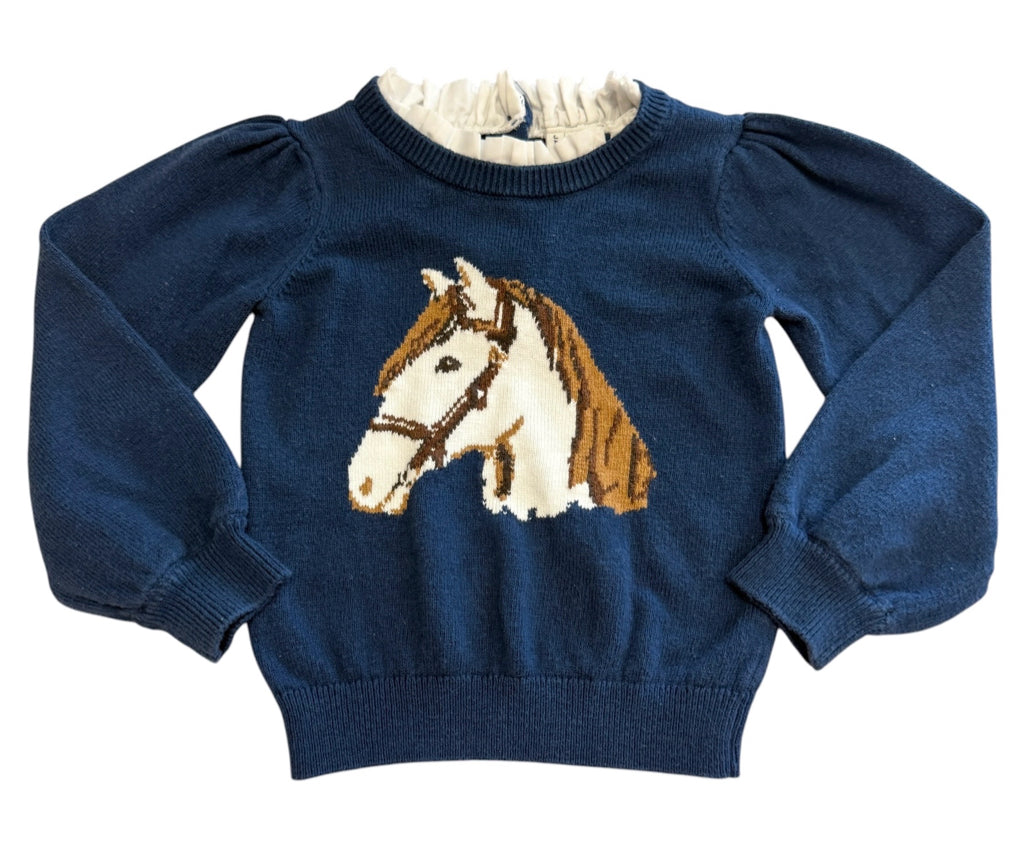 Janie & Jack Blue Sweater with Horse Size 2T