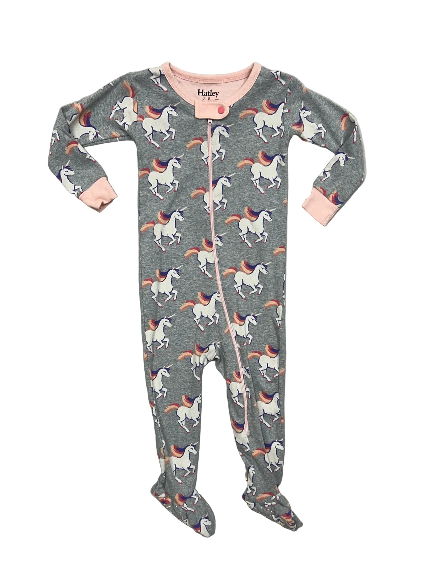 18-24 Months Hatley Grey One-Piece Pajamas with Unicorns