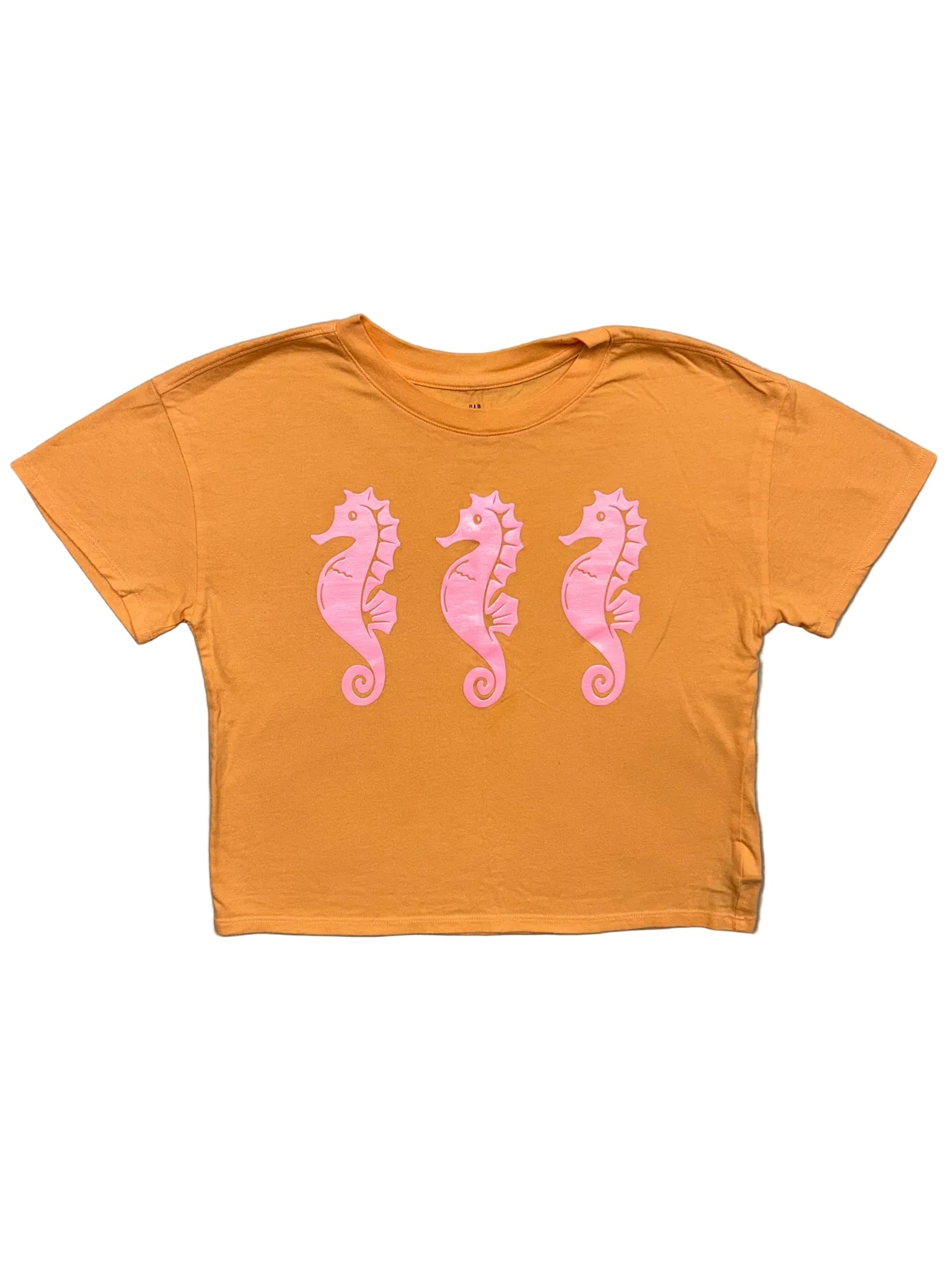 Size XL Gap Orange Short-Sleeve Shirt w/ Sea Horses