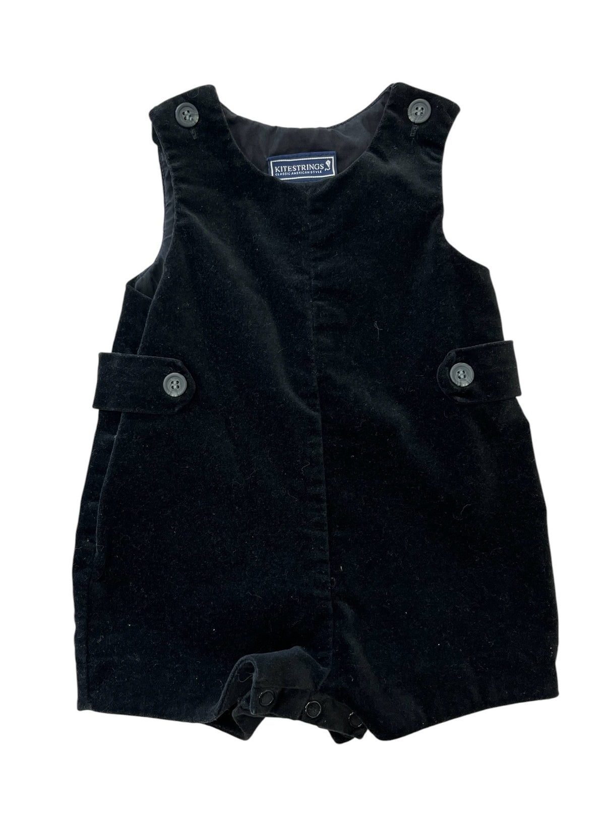Kitestrings Black Velvet Sleeveless Romper 12 Months