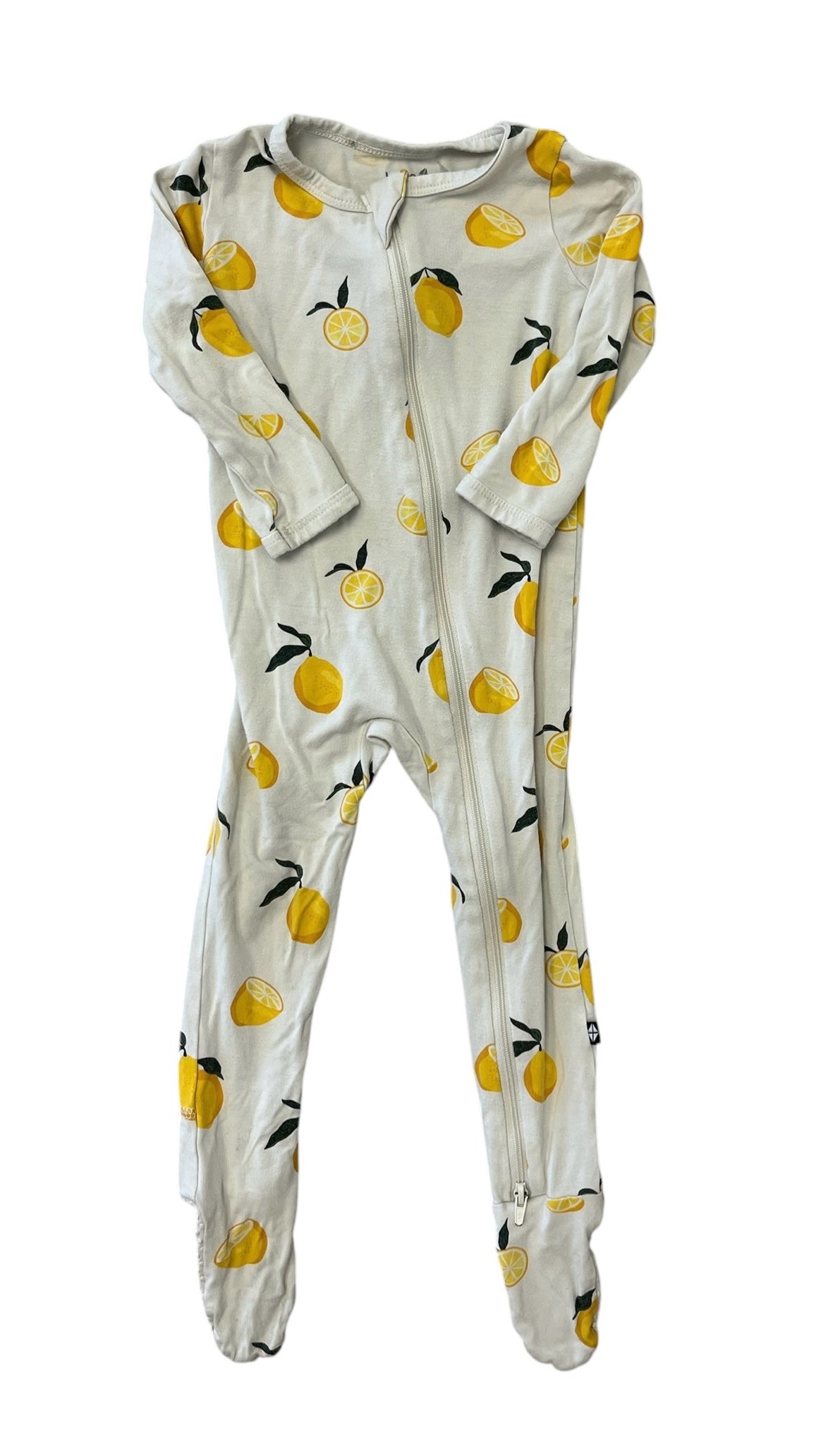Kyte White Lemons One-Piece Bamboo Pajamas Size 12-18 Months