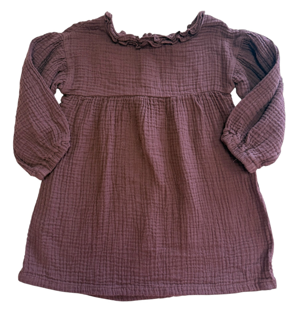 H&M Brown Long-Sleeve Dress 100% Cotton Size 2T
