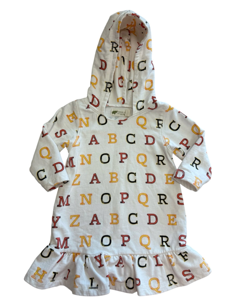 Monica + Andy White Hoodie Dress 100% Organic Cotton Size 18-24 Mo