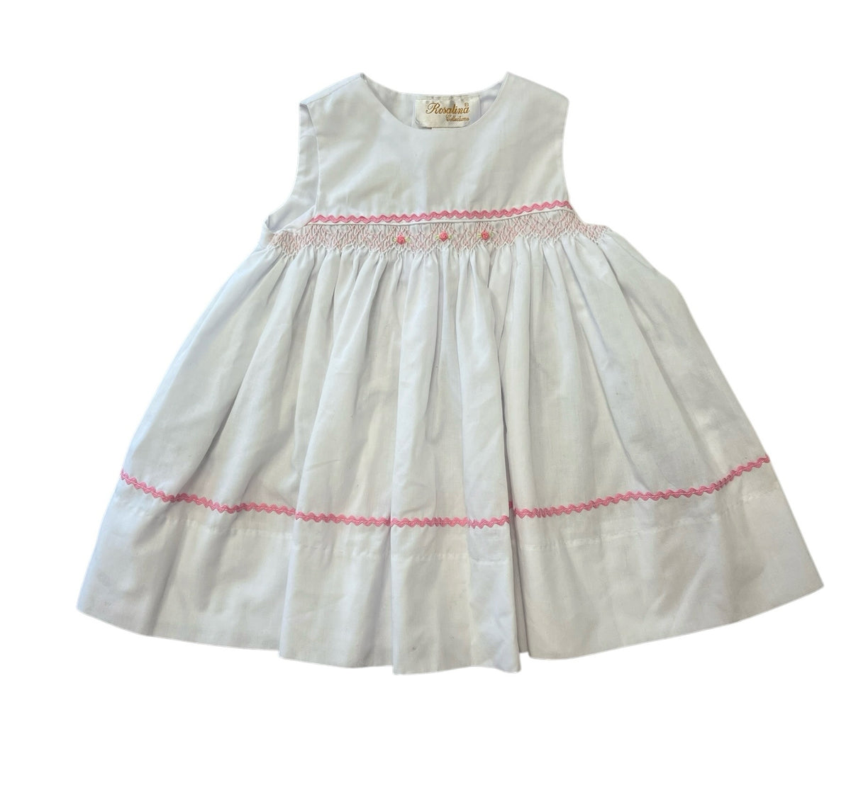 Rosalina White with Pink Embroidered Dress Size 9 Months