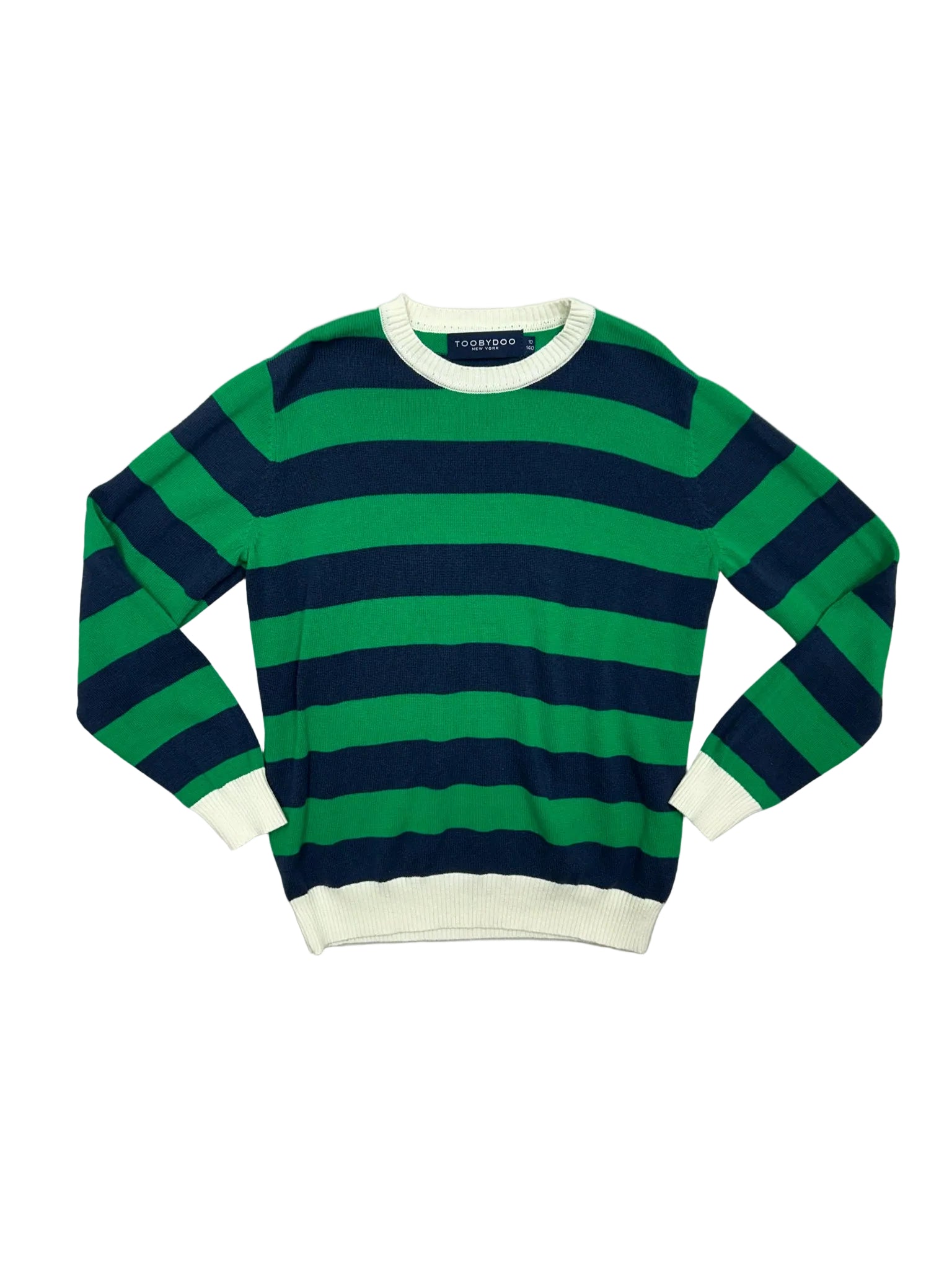 Size 10 Toobydoo Blue and Green Striped Sweater