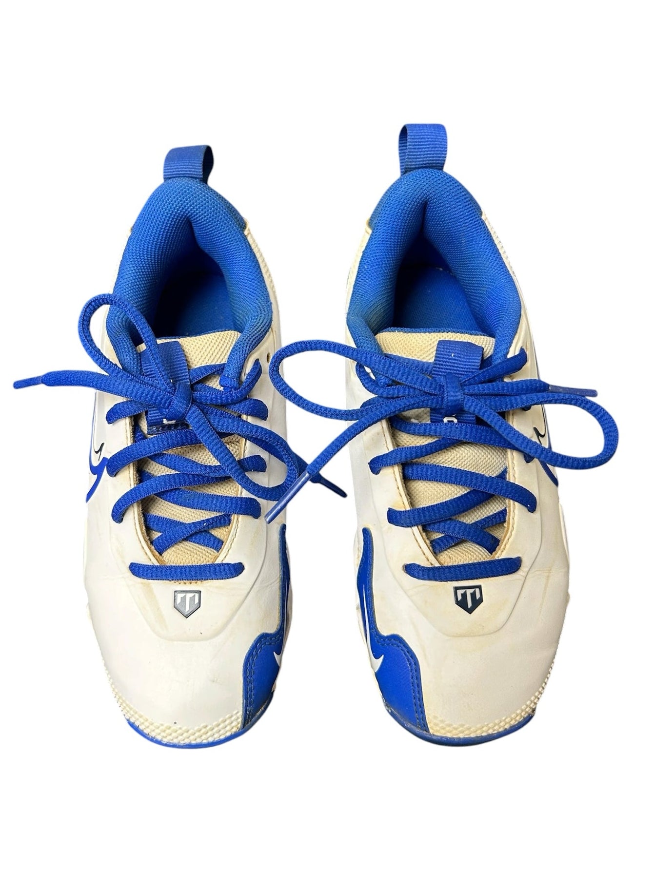 Kid Shoe Size 13 Nike White and Blue Baseball Cleats