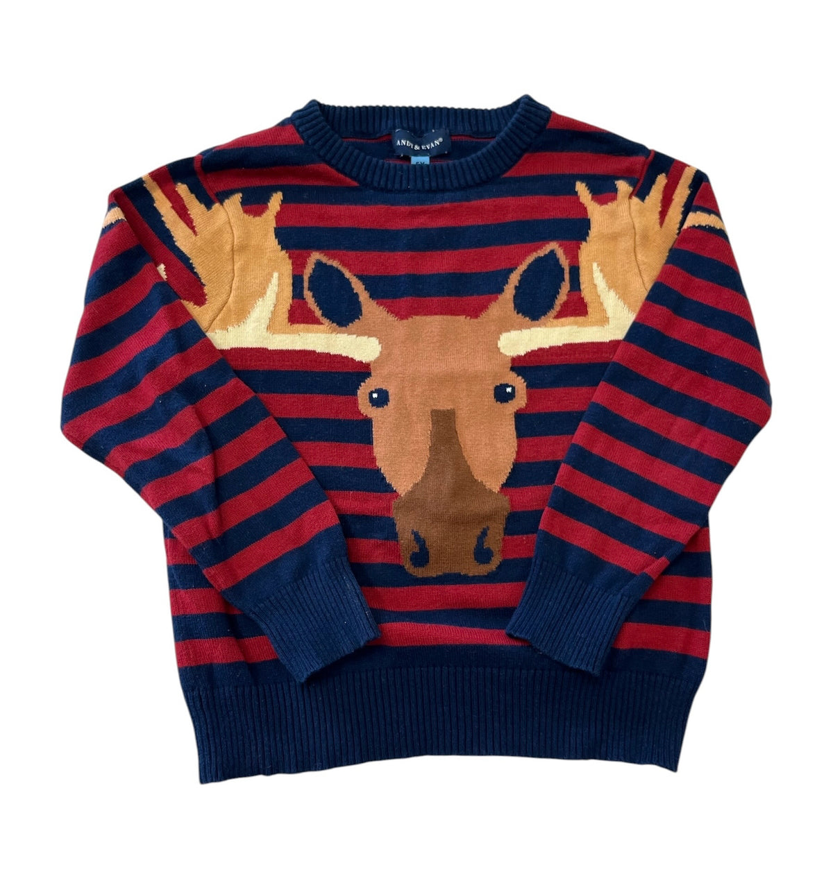 Andy & Evan Striped Moose Cotton Sweater Size 5