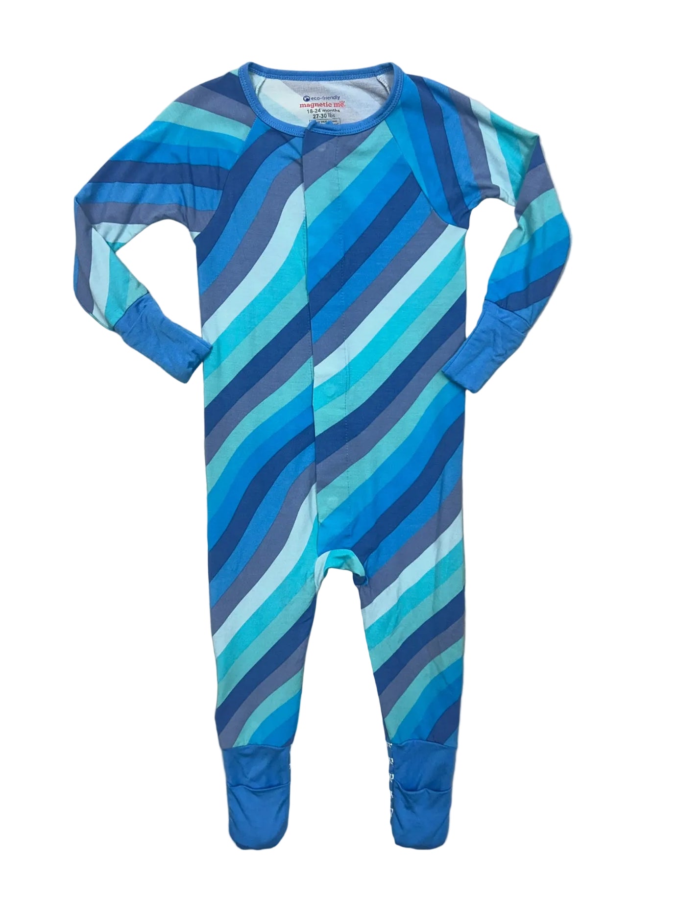 18-24 Months Magnetic Me Blue Striped One-Piece Pajamas