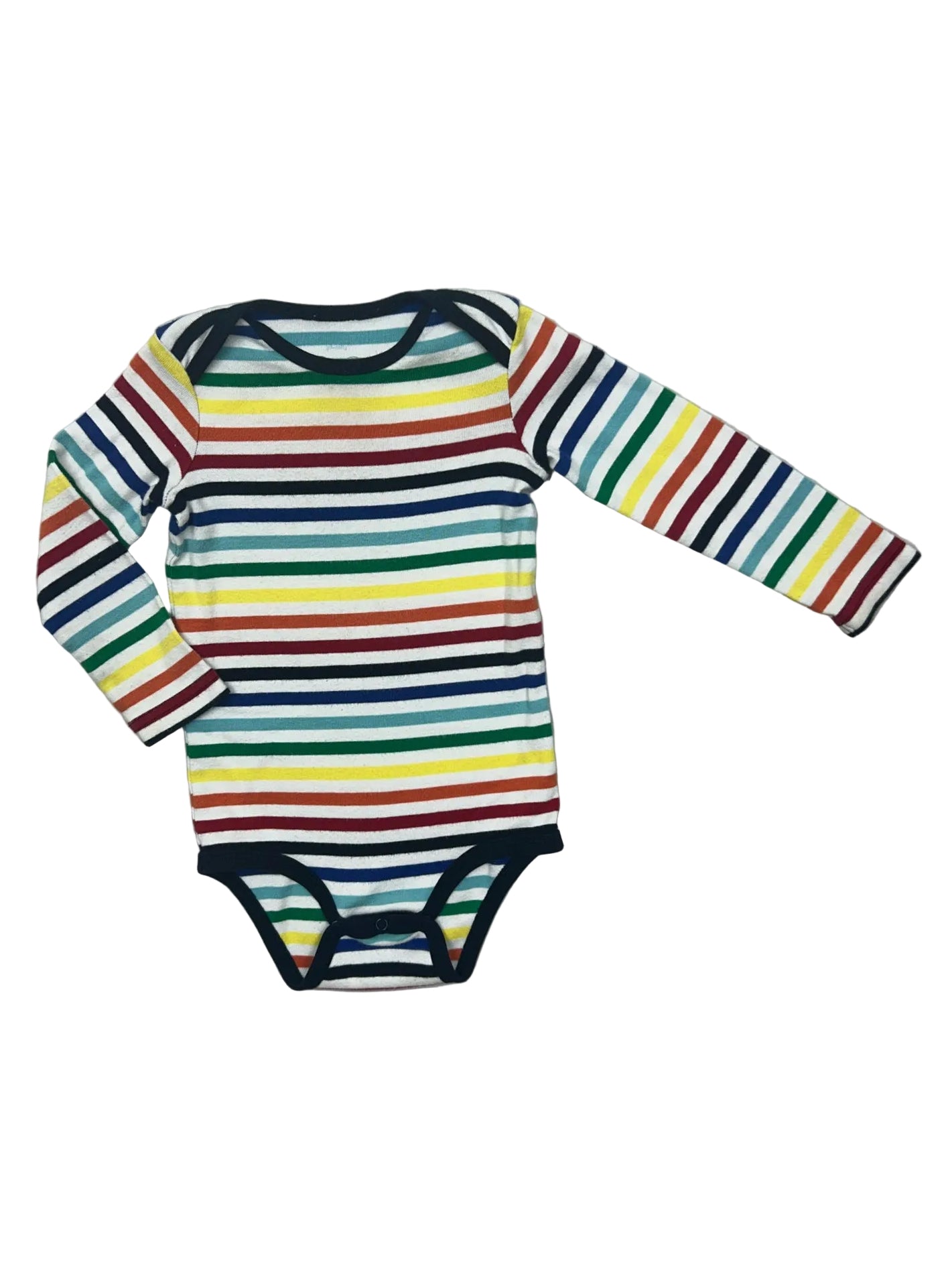 18-24 Months Primary Rainbow Striped Long-Sleeve Onesie