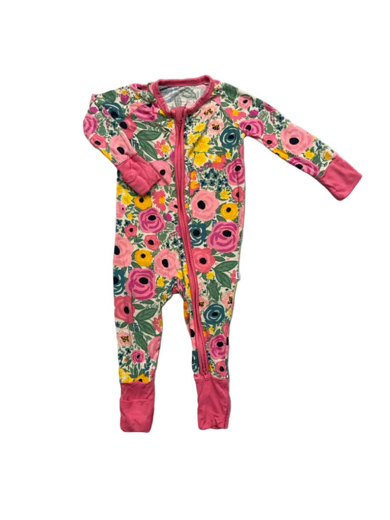3-6 Months Little Sleepies Bamboo Convertible Footie Pajamas with Flowers