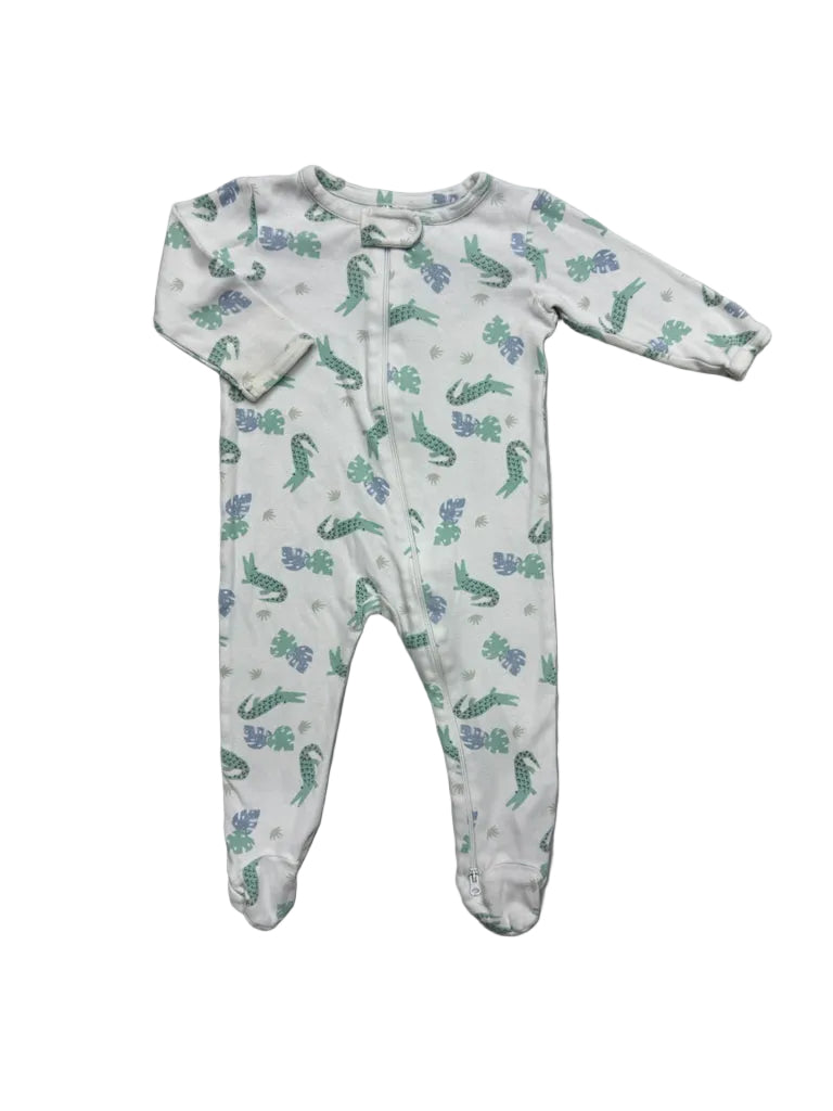 Size 6-9 Months Nordstrom White Footie Pajamas with Alligators