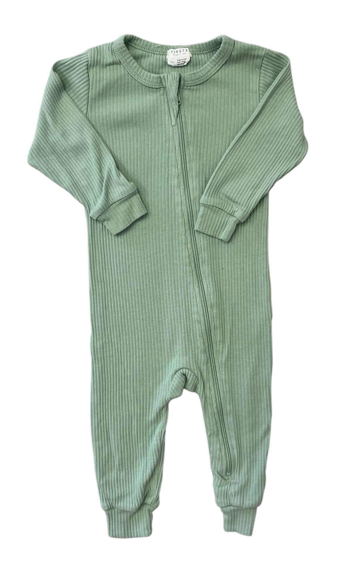 petit lem Green Ribbed One-Piece 100% Modal Cotton Pajamas Size 9 Months
