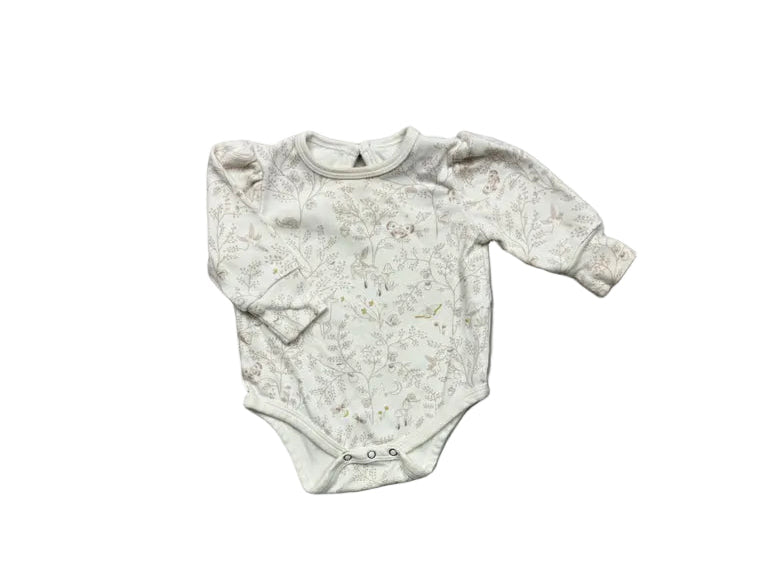 3-6 Months Pehr Beige Long-Sleeve Onesie with Unicorns and Fairies