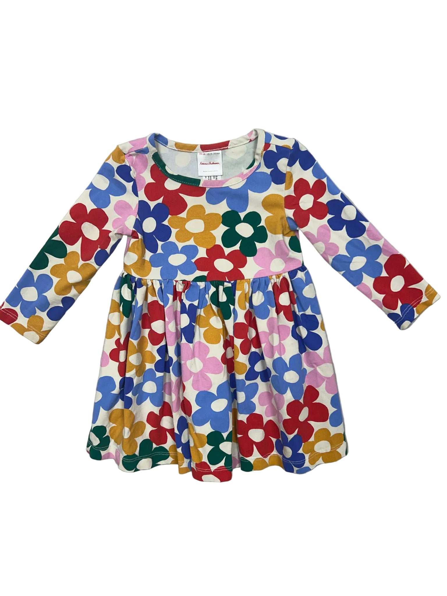 18-24 Months Hanna Andersson Multi-Color Flower Long-Sleeve Dress