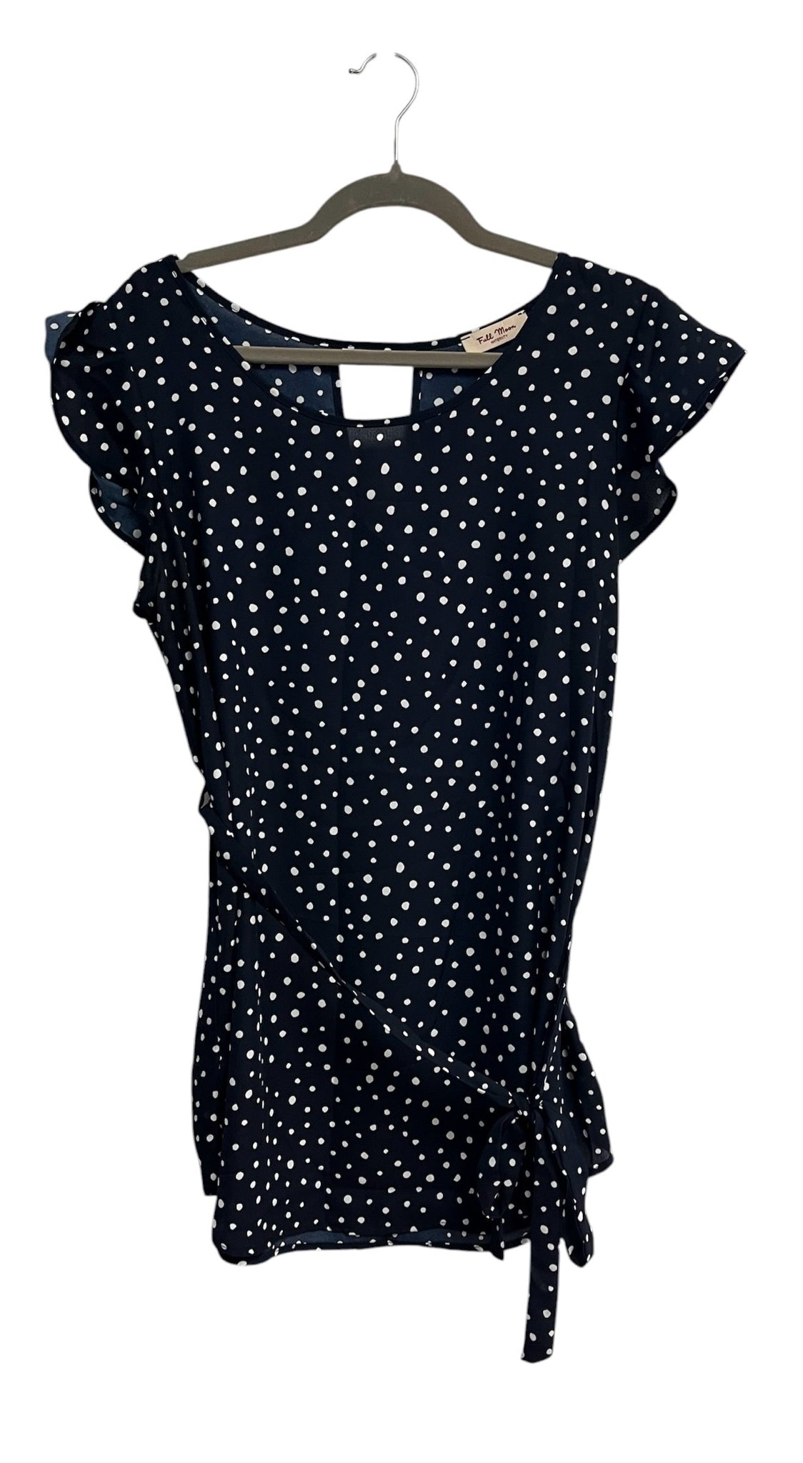 Full Moon Navy Blue Polka dot Maternity Blouse Size L