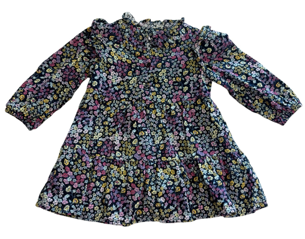 Gap Blue Long-Sleeve Lightweight Dress with Flowers 100% Cotton Size 2T