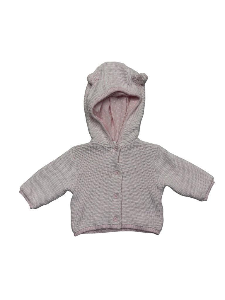 NWT 6-9 Months Little Me Pink and White Striped Sweater with Hood and Ears