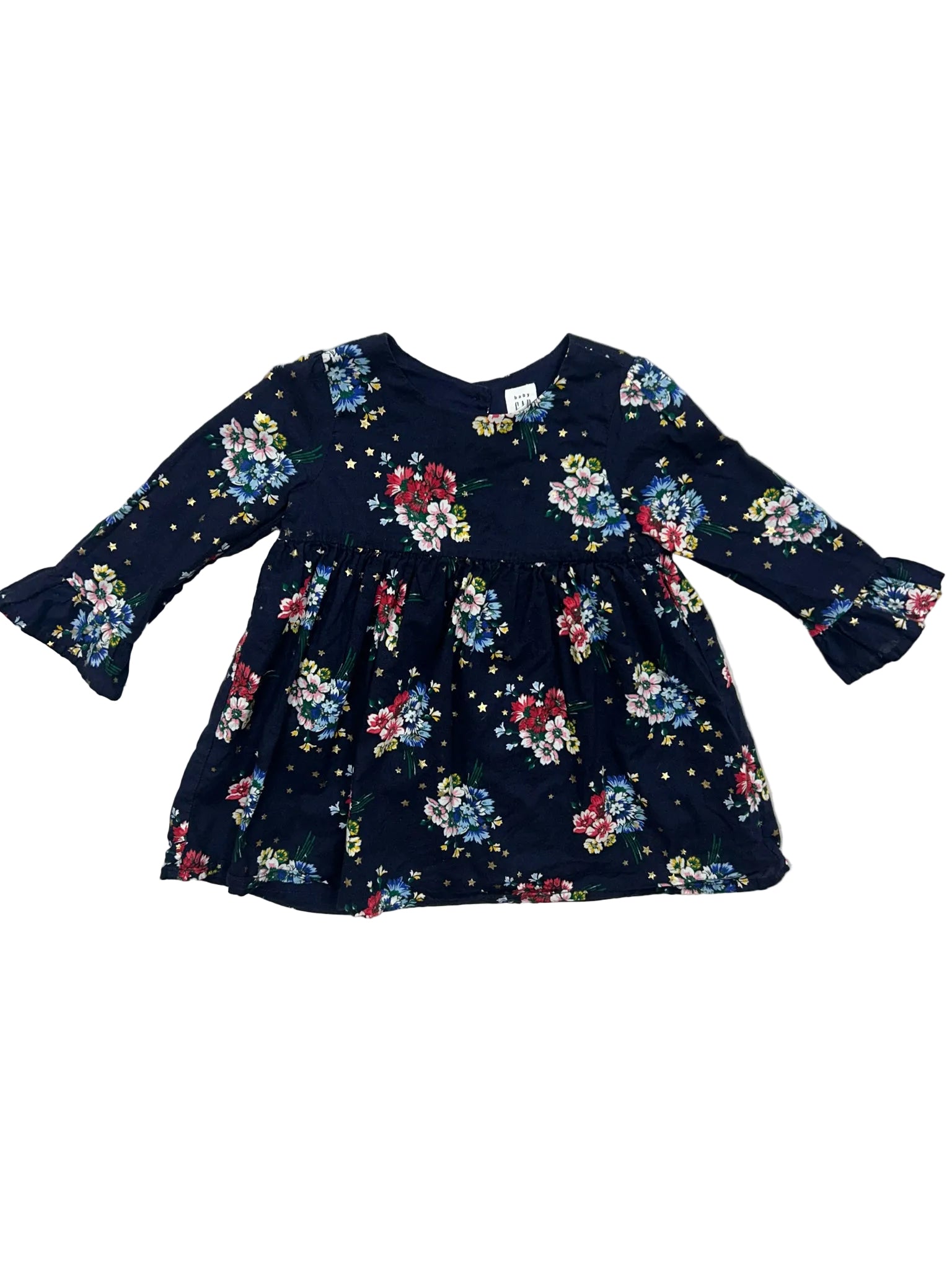 12-18 Months Gap Blue Long-Sleeve Dress with Flowers