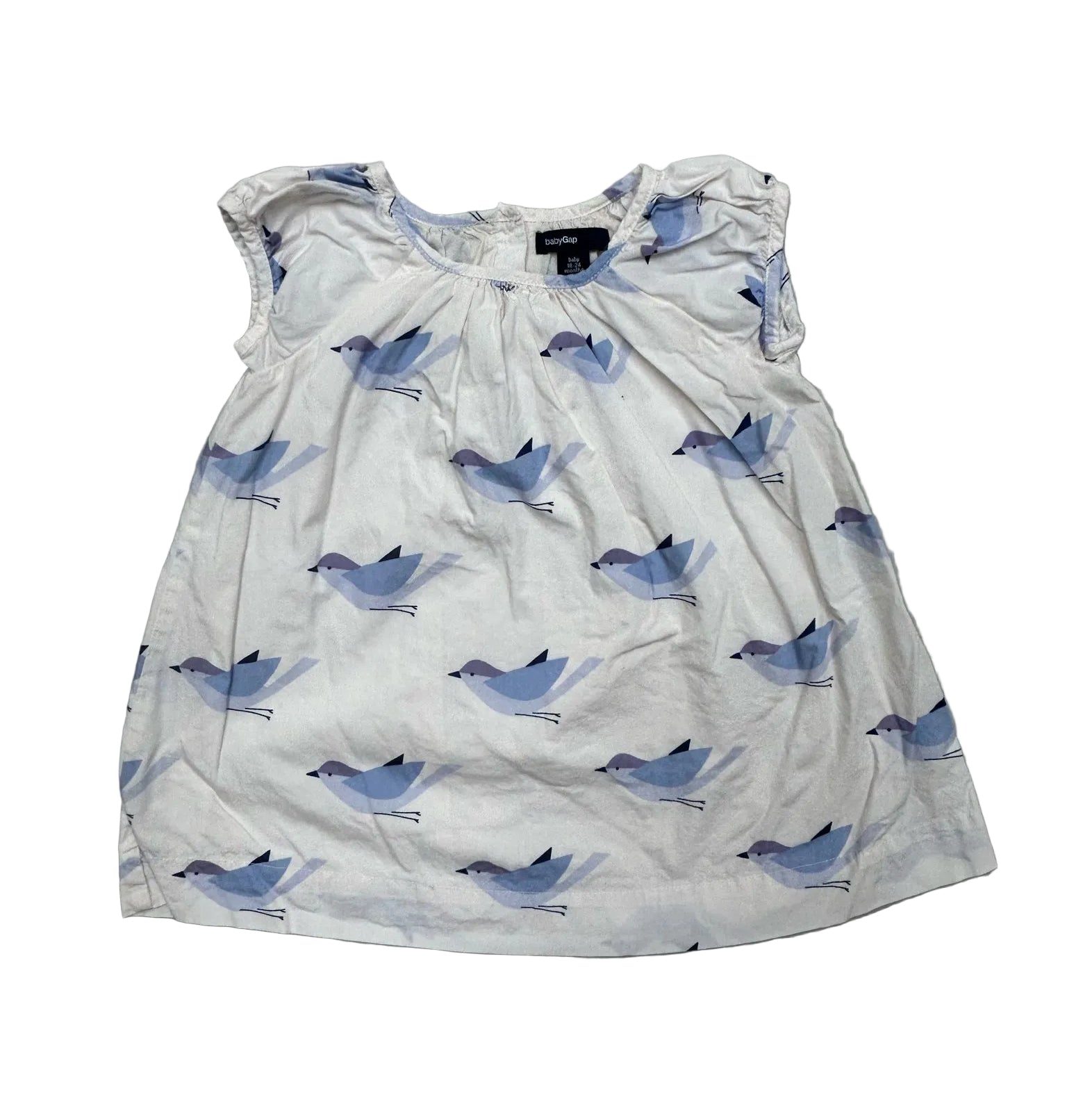 18-24 Months Gap White Sleeveless Dress with Blue Birds