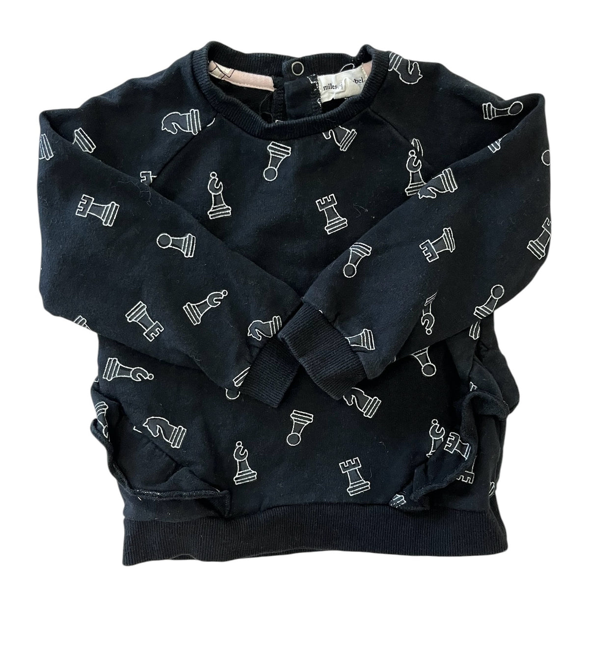 Miles the Label Black Chess Piece Sweatshirt Size 24 Months
