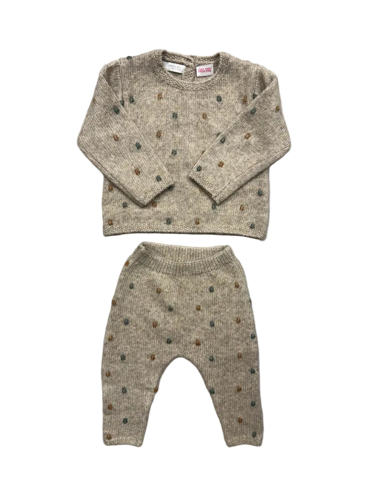 3-6 Months Zara Beige Long-Sleeve Knit Sweater and Pant Set