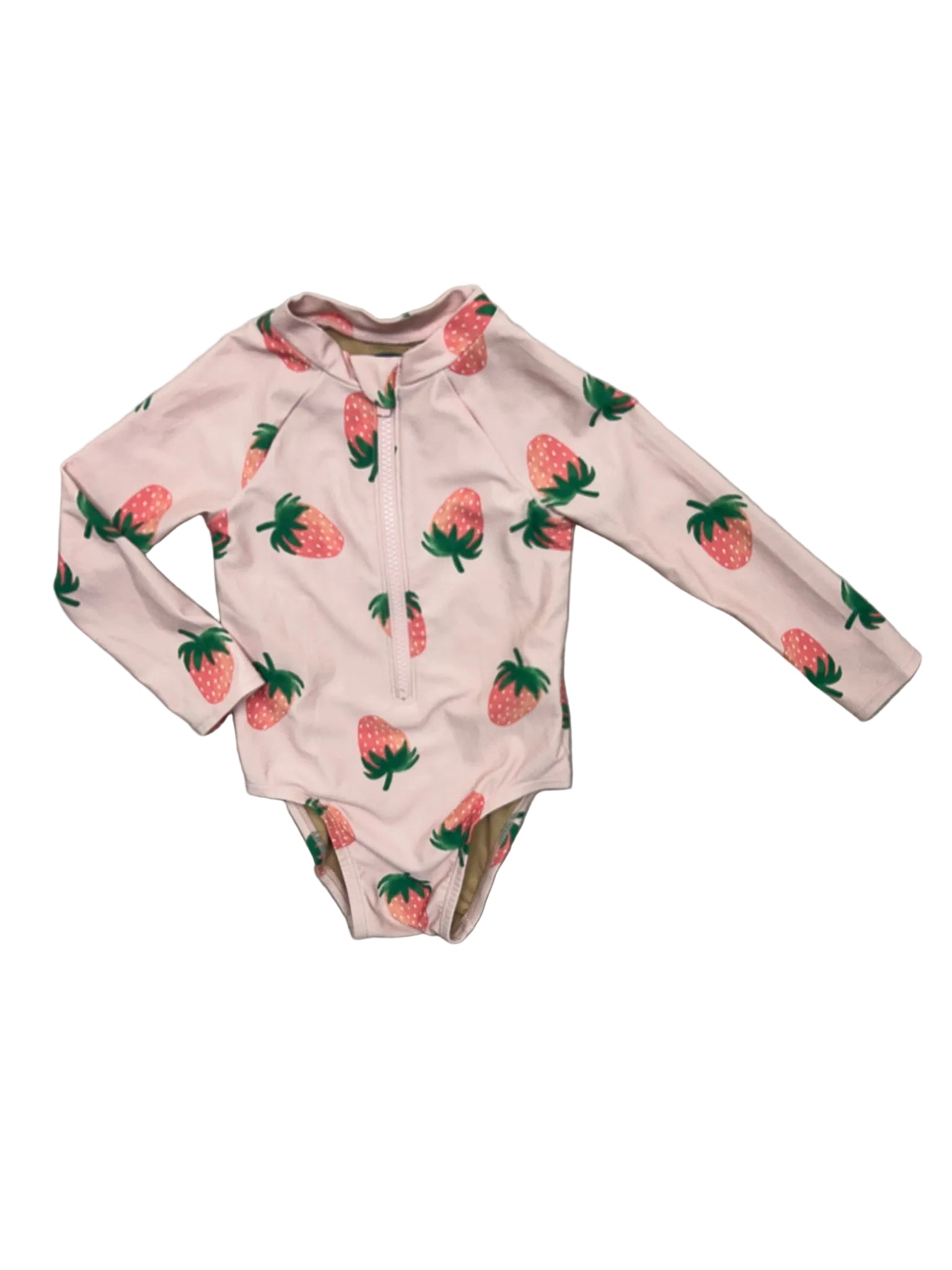18-24 Months Old Navy Pink Long-Sleeve One-Piece Swimsuit with Strawberries