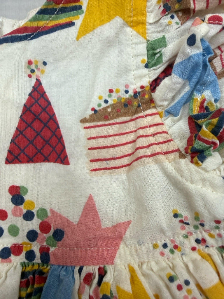 3-6 Months Pink Chicken Short-Sleeve Dress with Cupcakes and Stars