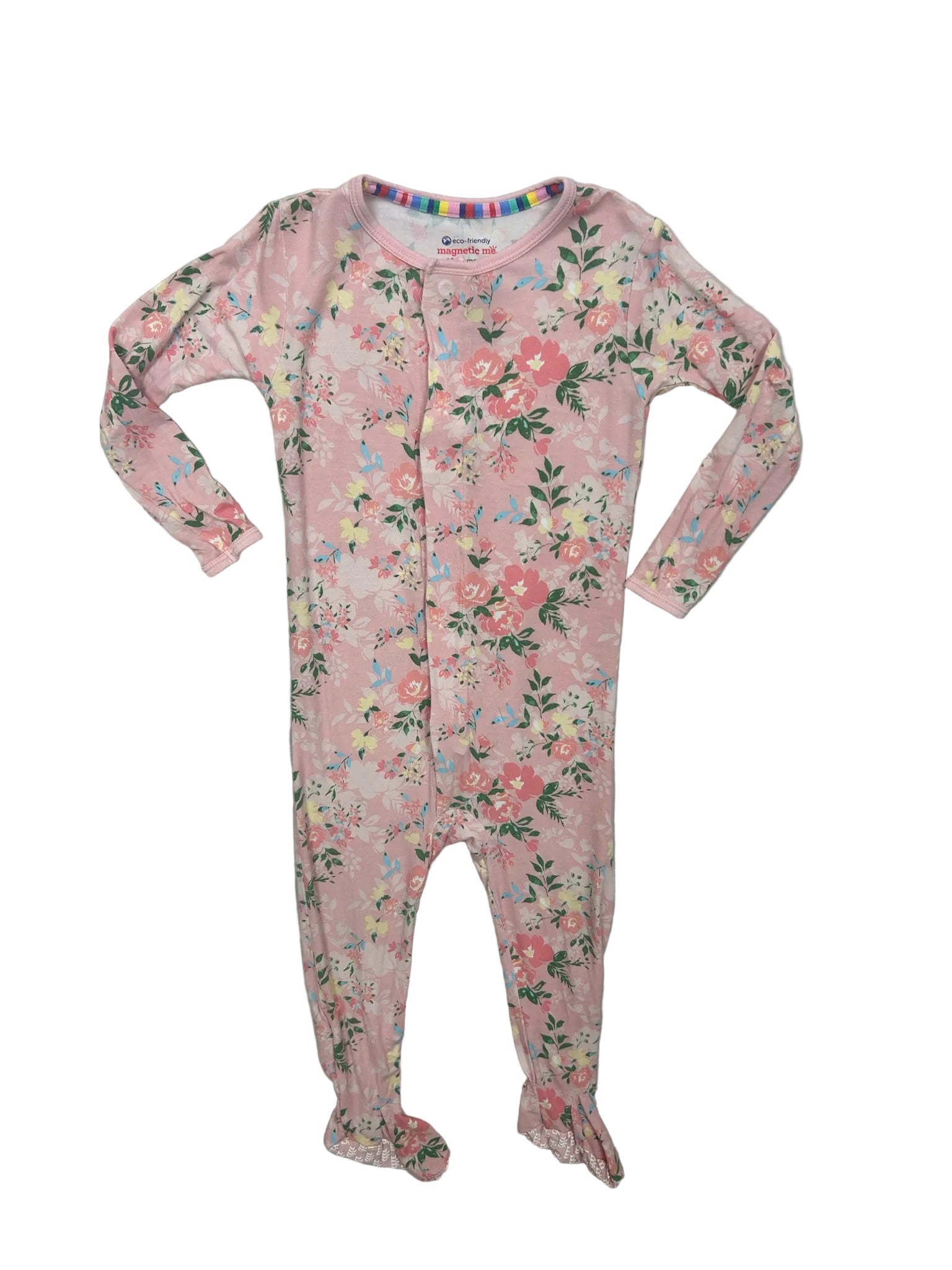 18-24 Months Magnetic Me Pink Floral One-Piece Pajamas