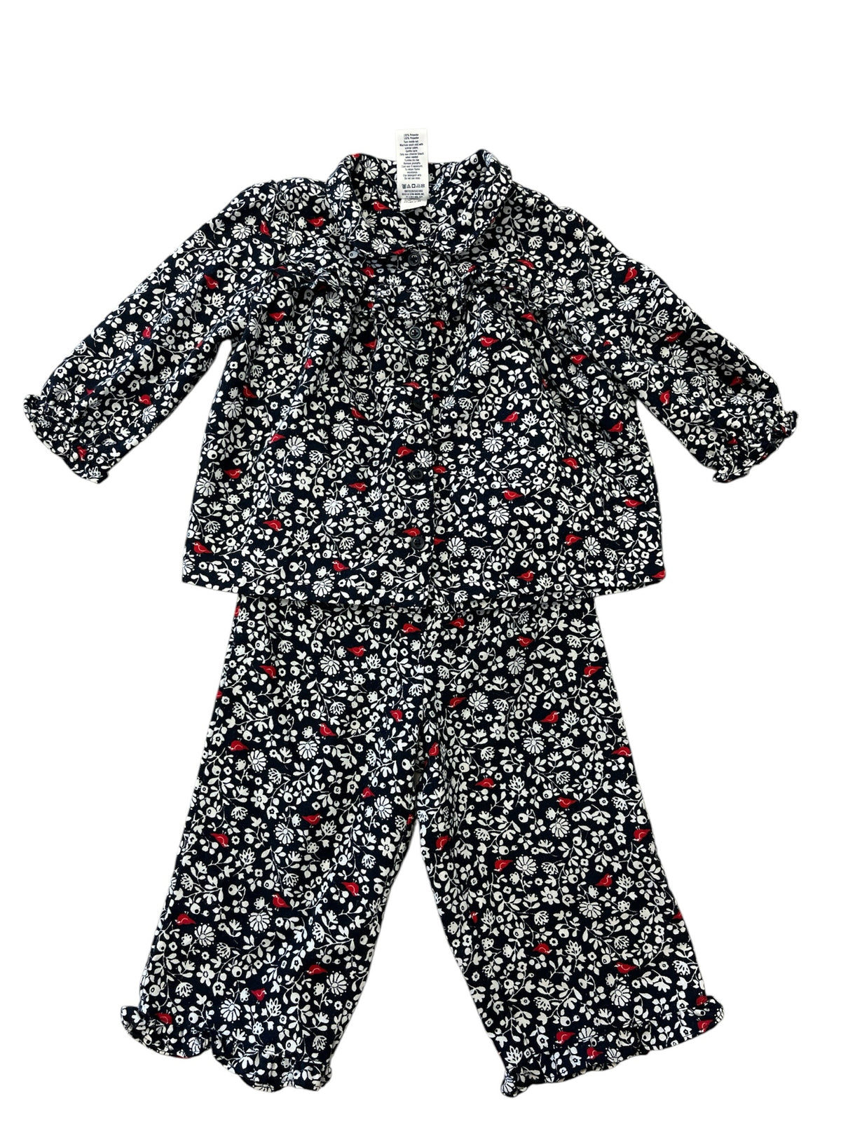 Janie & Jack Blue Flowered Bird Two-Piece Set Size 12-18 Months