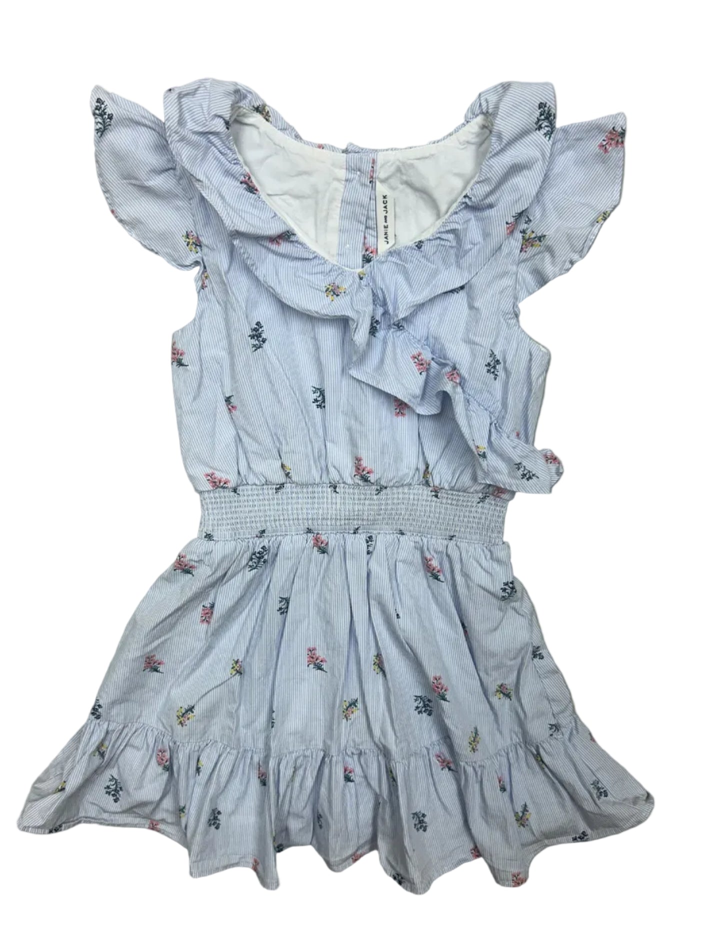 Size 7 Janie & Jack Blue Striped Dress with Flowers