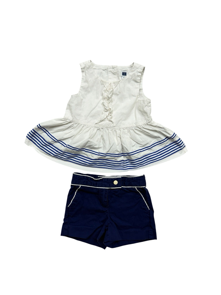 2T Janie & Jack 100% Cotton White and Blue Shirt and Shorts Set