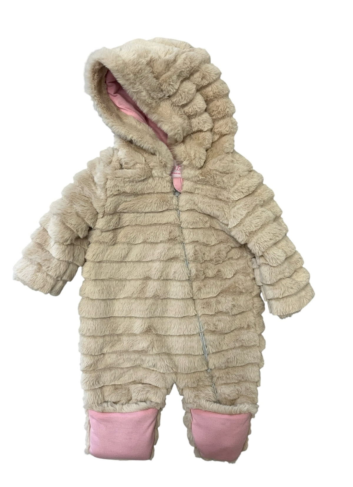 Liv and Lottie Cream Faux Fur Hooded Bunting Size 6 Months