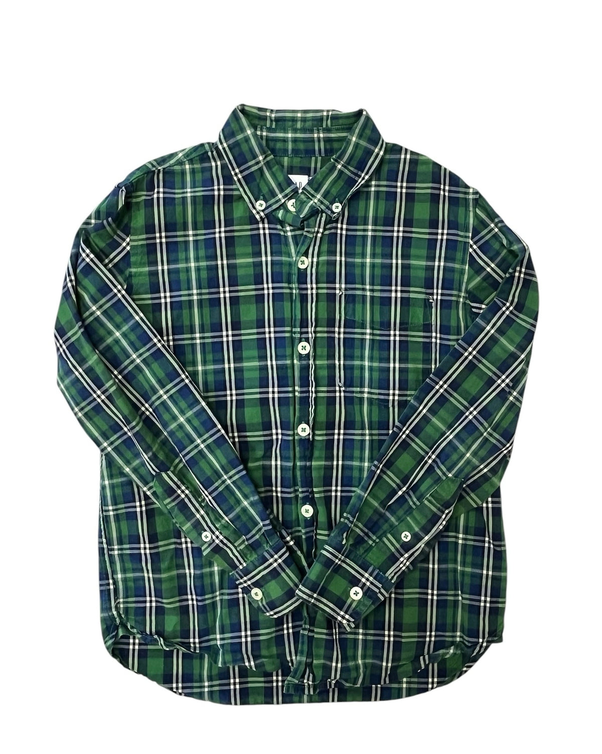 Gap Green Plaid Button-Down Shirt Size Medium