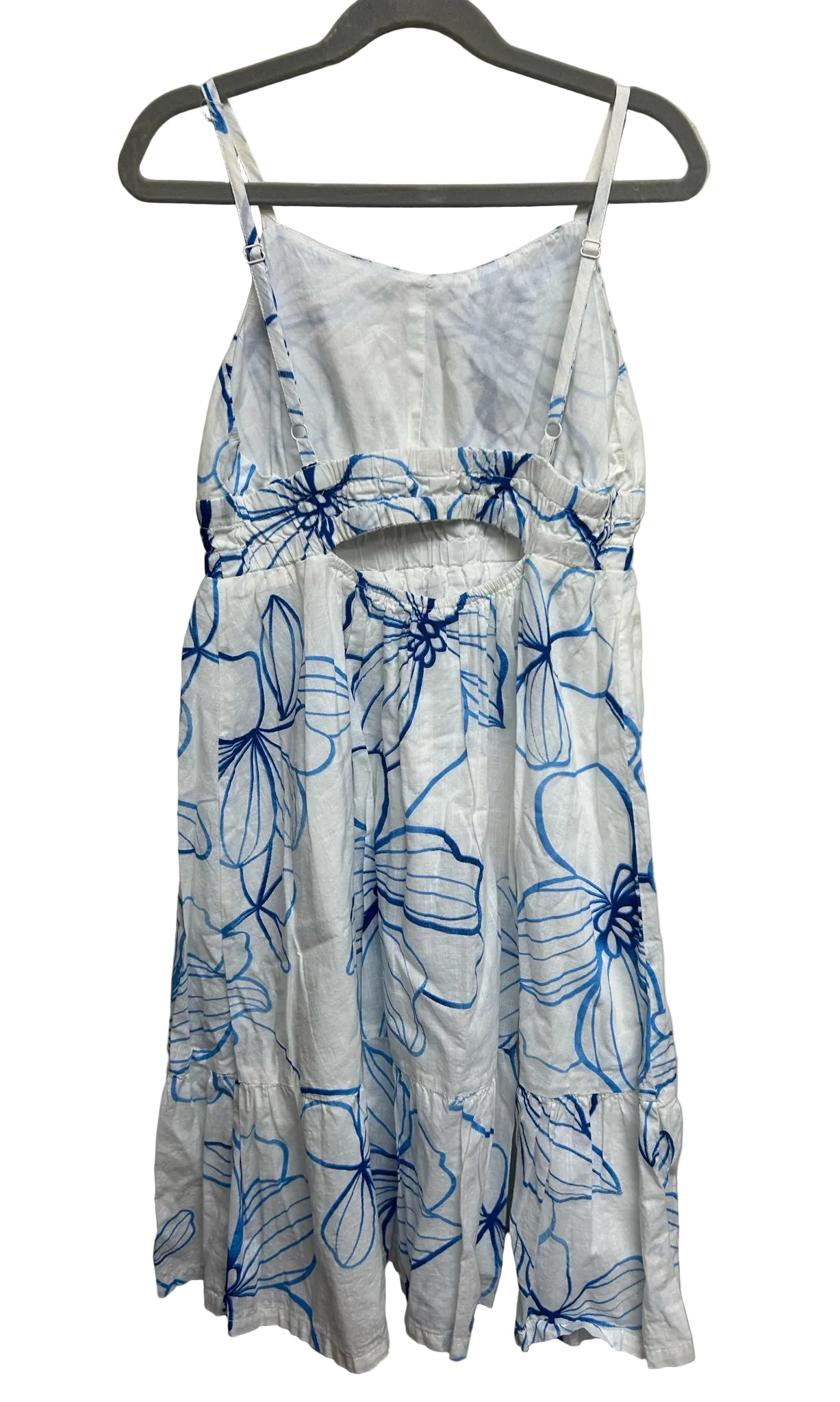 Size L (10) Gap White Sleeveless Dress w/ Blue Flowers