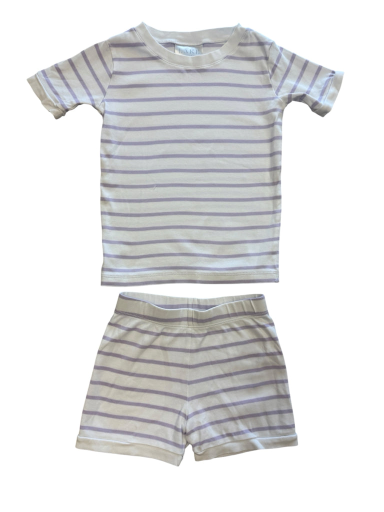 Lake 100% Pima Cotton White with Purple Stripes Pajamas Size 5