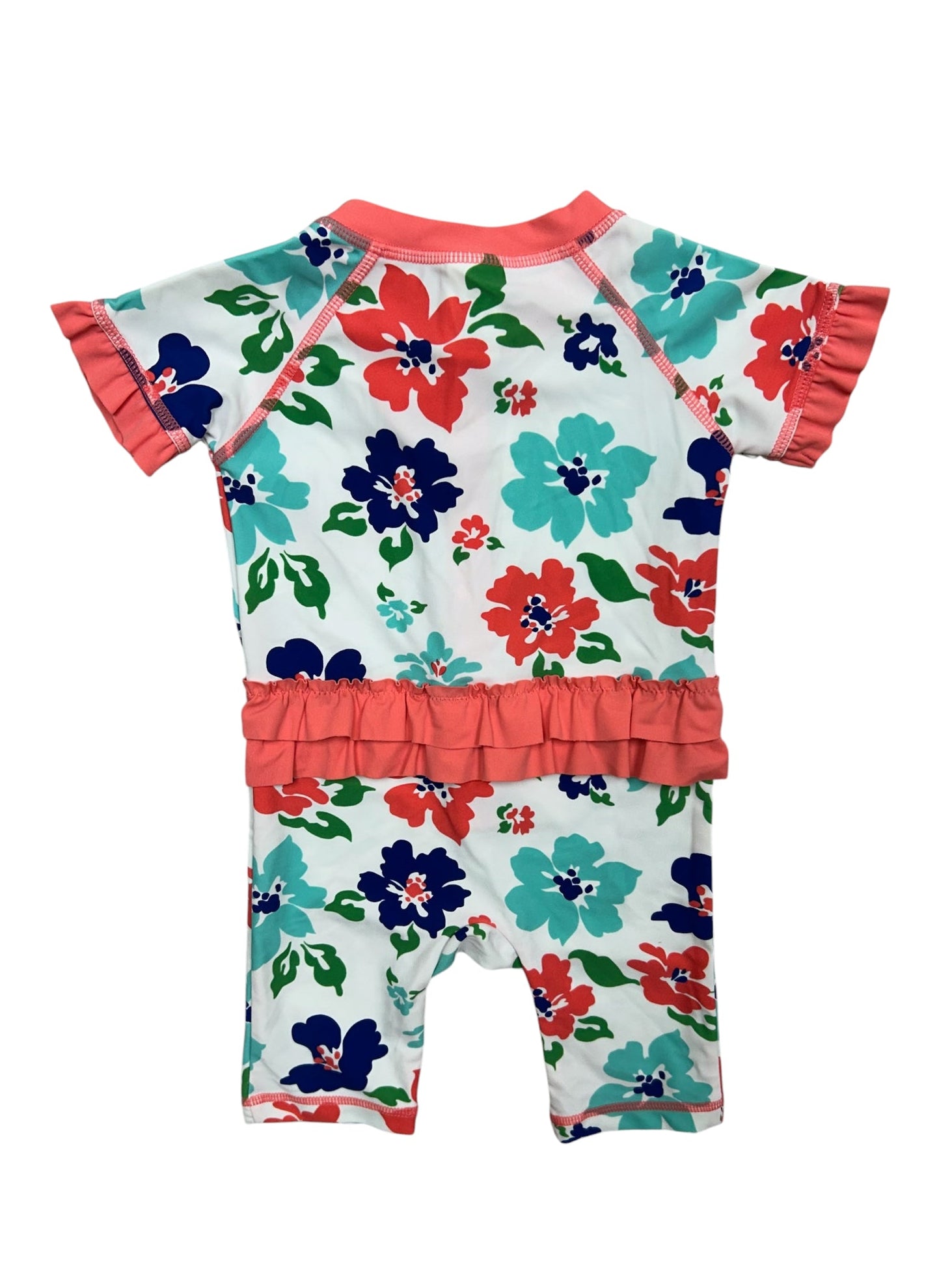 3-6 Months Tucker + Tate White Floral Short-Sleeve One-Piece Swimsuit