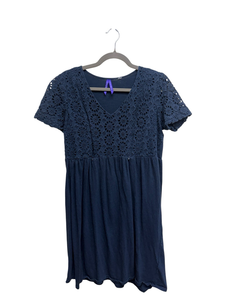 Size 6 Seraphine Blue Broderie 100% Cotton Maternity + Nursing Dress