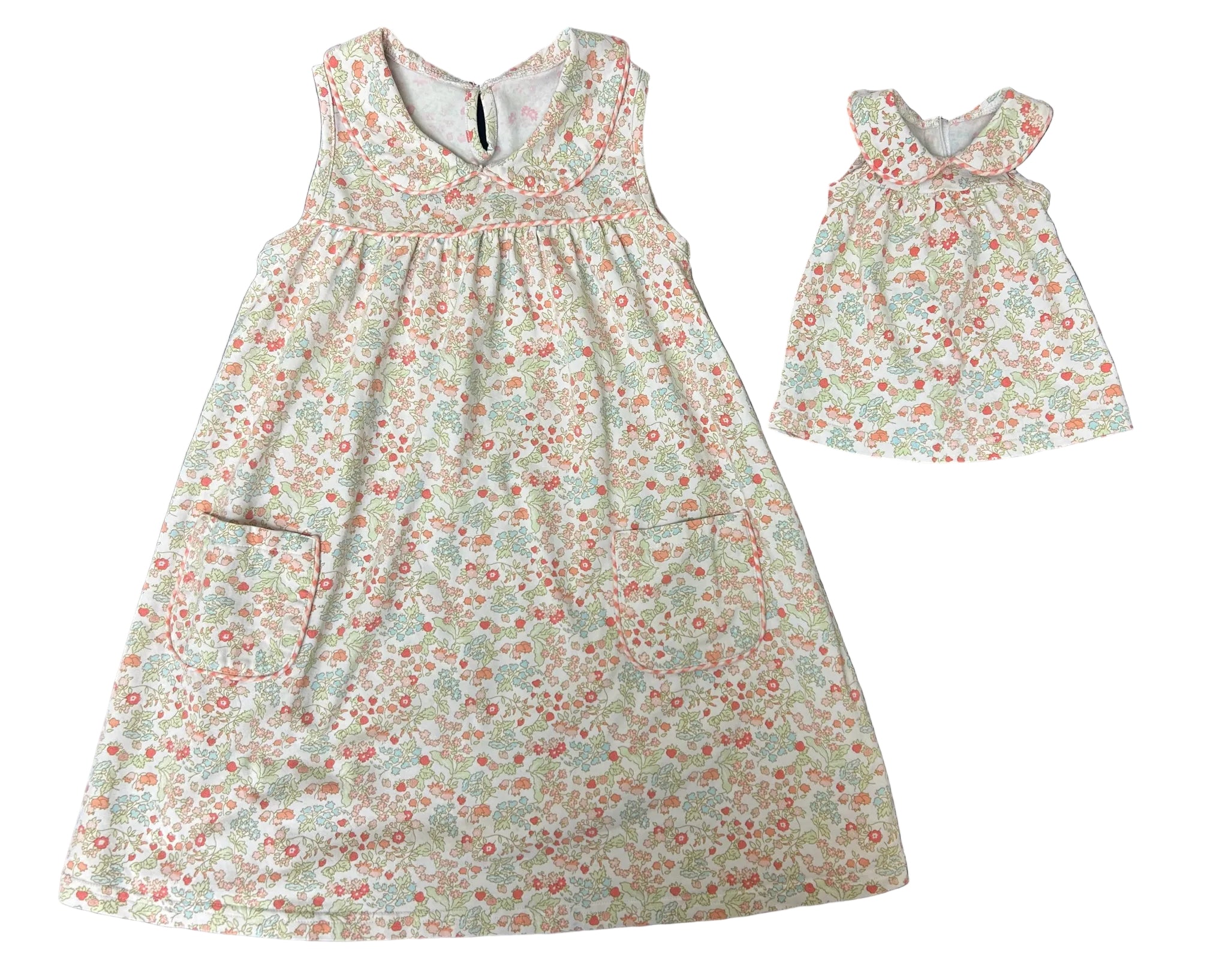 Size 5-6 Shrimp & Grits Kids Floral Sleeveless Dress w/ Matching Doll Dress