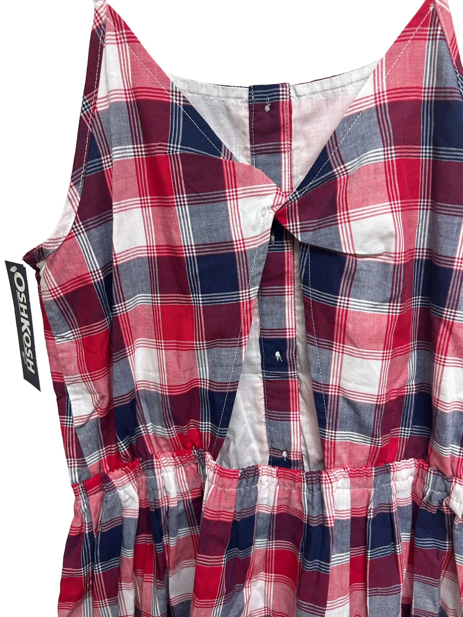 Size 14 OshKosh Red, White & Blue Plaid Sleeveless Dress