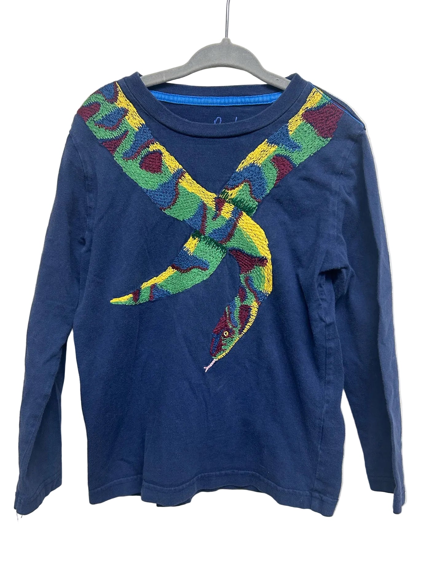 Size 5/6 Mini Boden Blue Long-Sleeve Shirt w/ Embroidered Snake