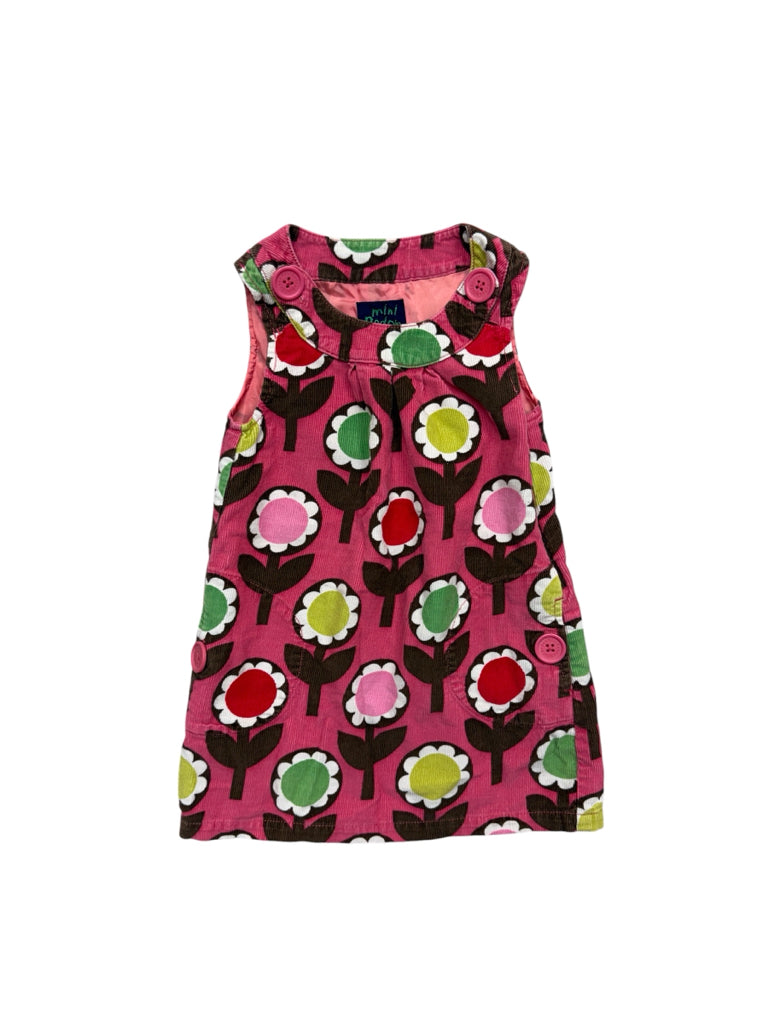 Size 2-3 Boden Pink Sleeveless Corduroy Dress with Flowers and Pockets