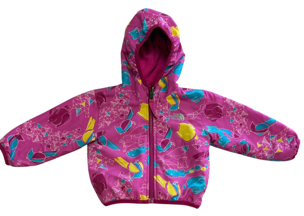 North Face Reversible Pink Fleece Jacket Size 6-12 Months