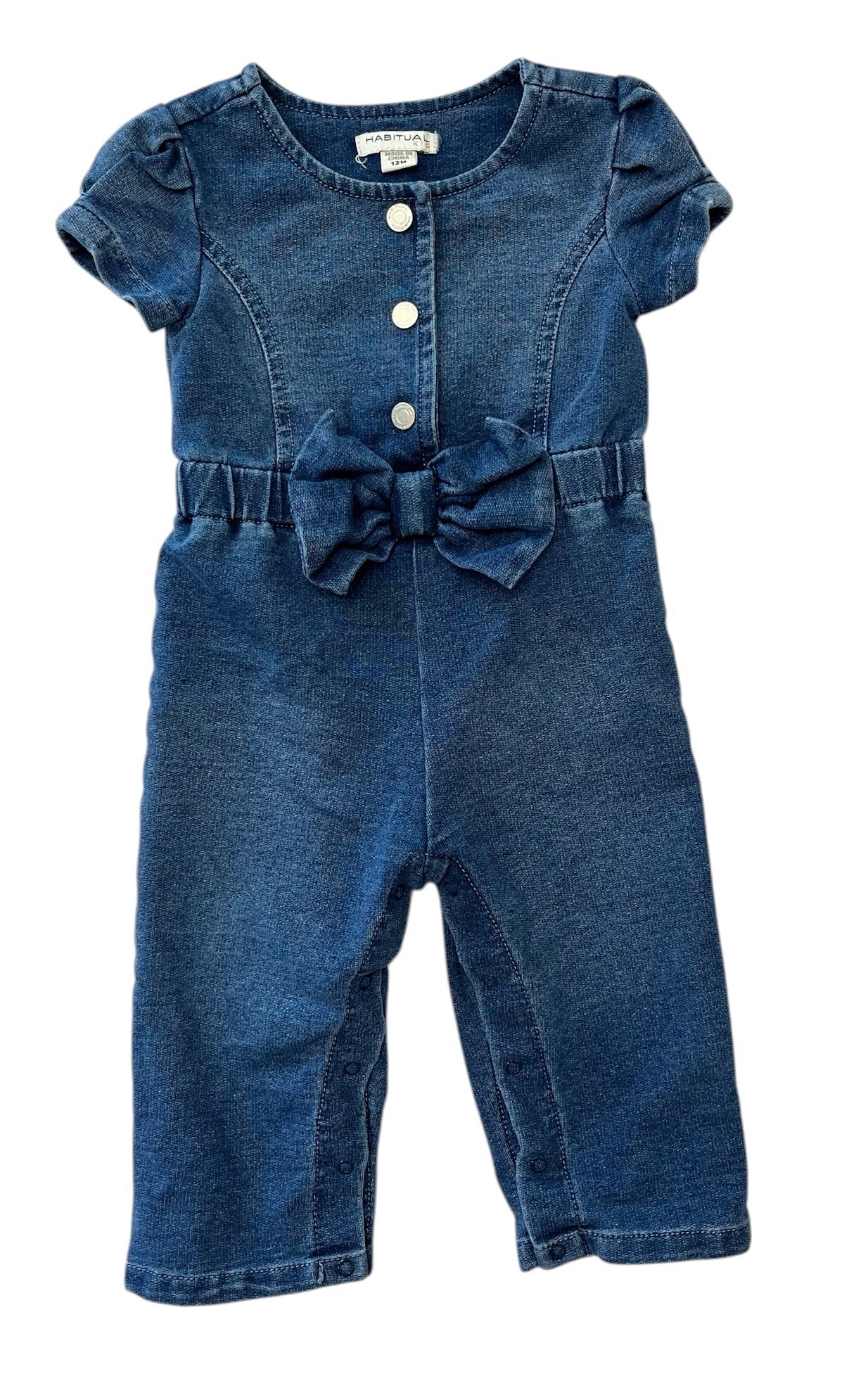 Habitual Blue Denim Short-Sleeve Romper Size 12 Months