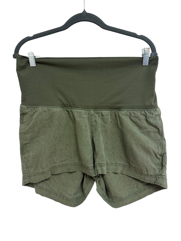 Old Navy Medium Green Linen Maternity Shorts with Pockets