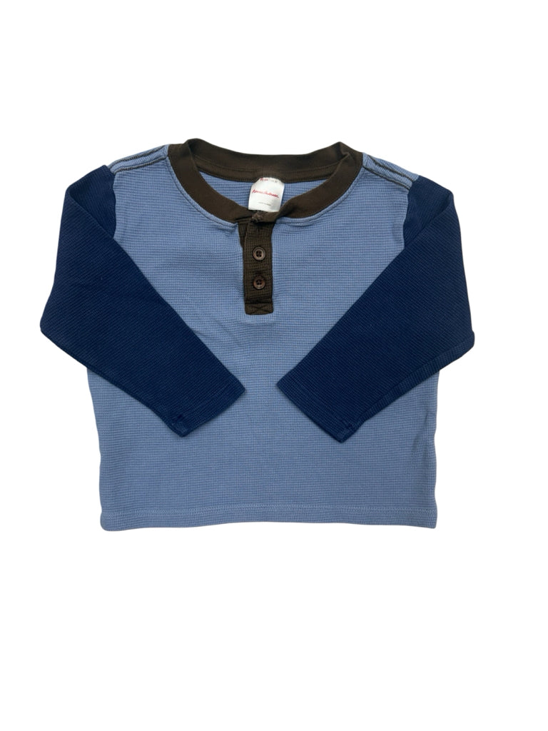 3T Hanna Andersson Two-Toned Blue Long-Sleeve Shirt