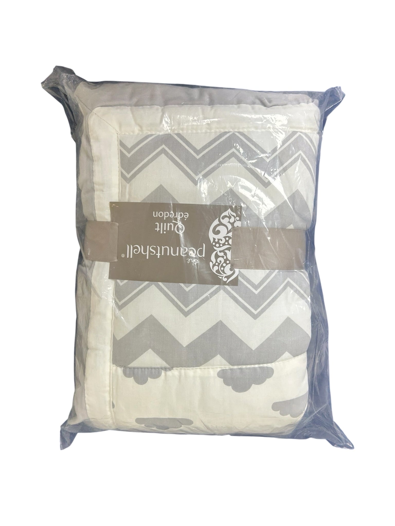 The Peanutshell Grey and White Chevron Toddler Quilt