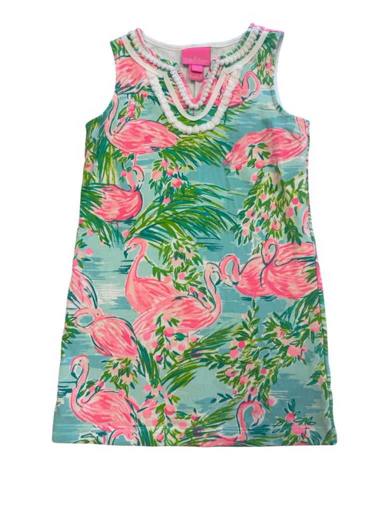 Lilly Pulitzer Blue Dress with Flamingos Size Small (4-5)