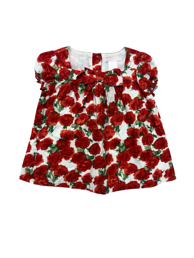 3T Janie & Jack Short-Sleeve Top w/ Red Flowers & Bow